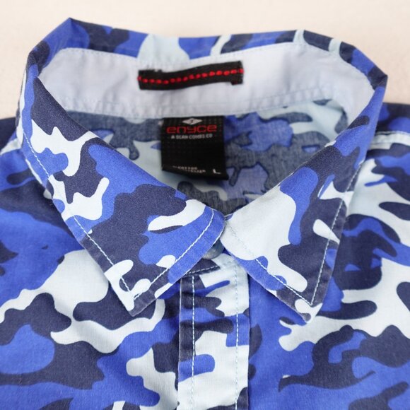 Enyce A Sean Combs Co. Blue Camo Shirt Men's Large Collared Button Up - Picture 2 of 11